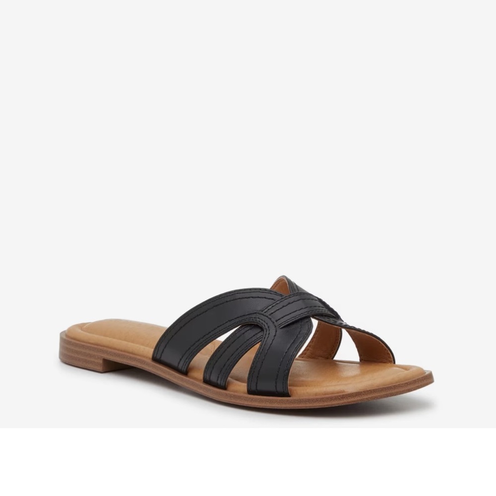 Crown Vintage Black and Brown Sandals with Criss-Cross Straps
